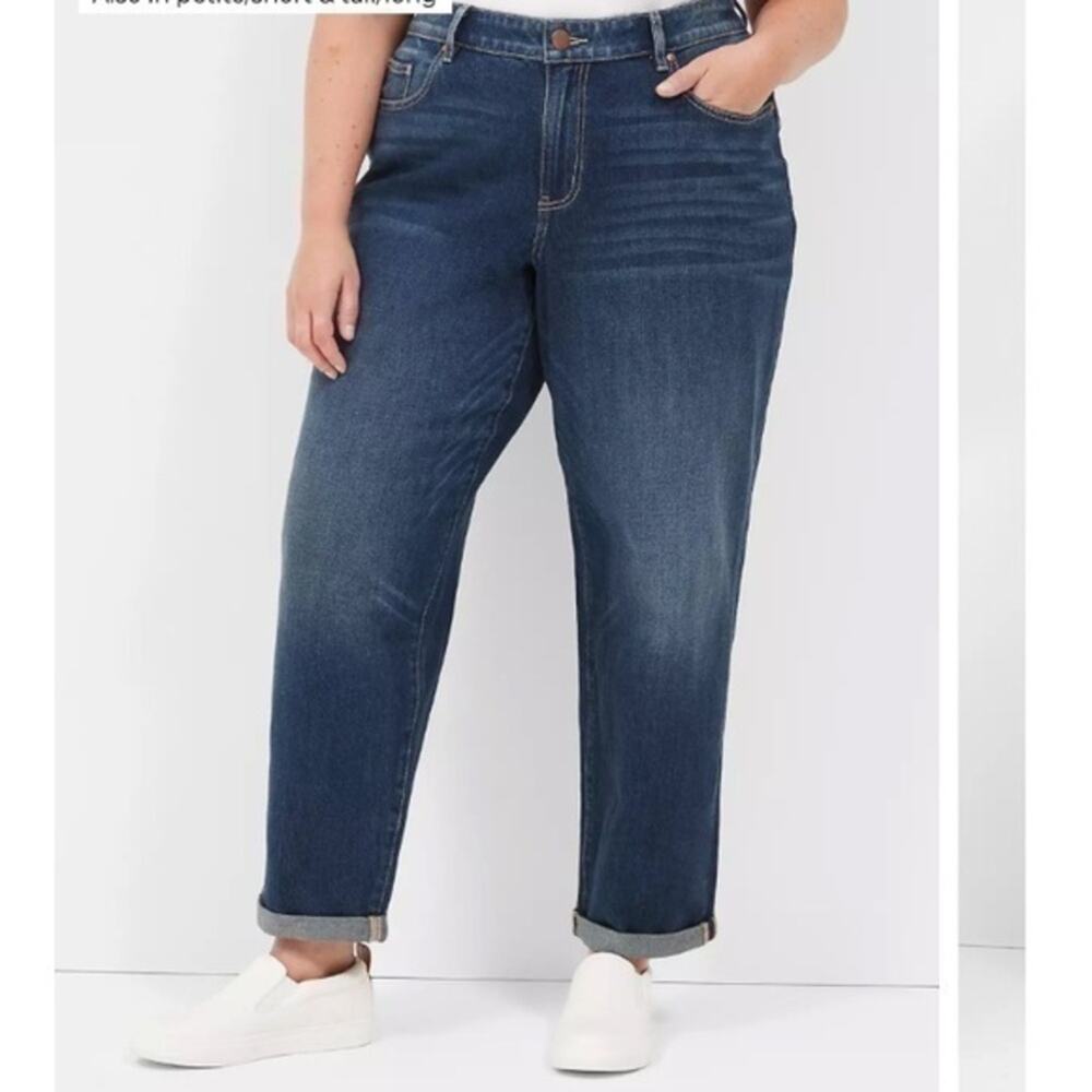 Lane Bryant mid rise boyfriend dark wash jeans. Size 16.